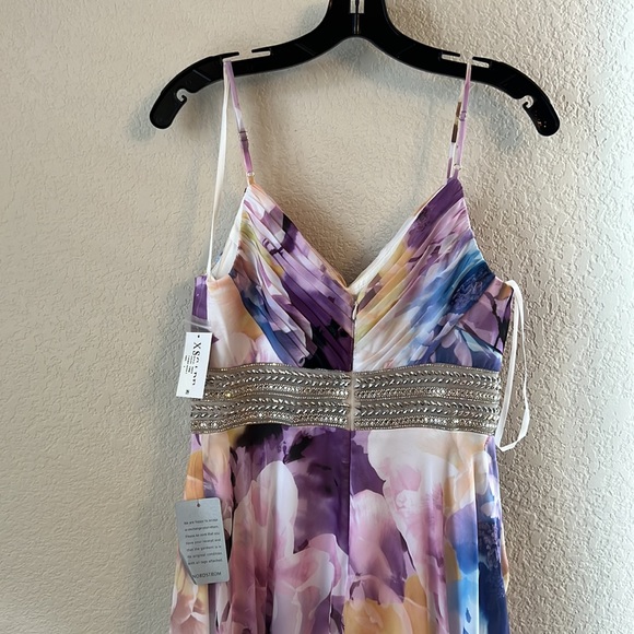 XSCAPE Floral Print Embellished Waist Gown Dress - Picture 11 of 16